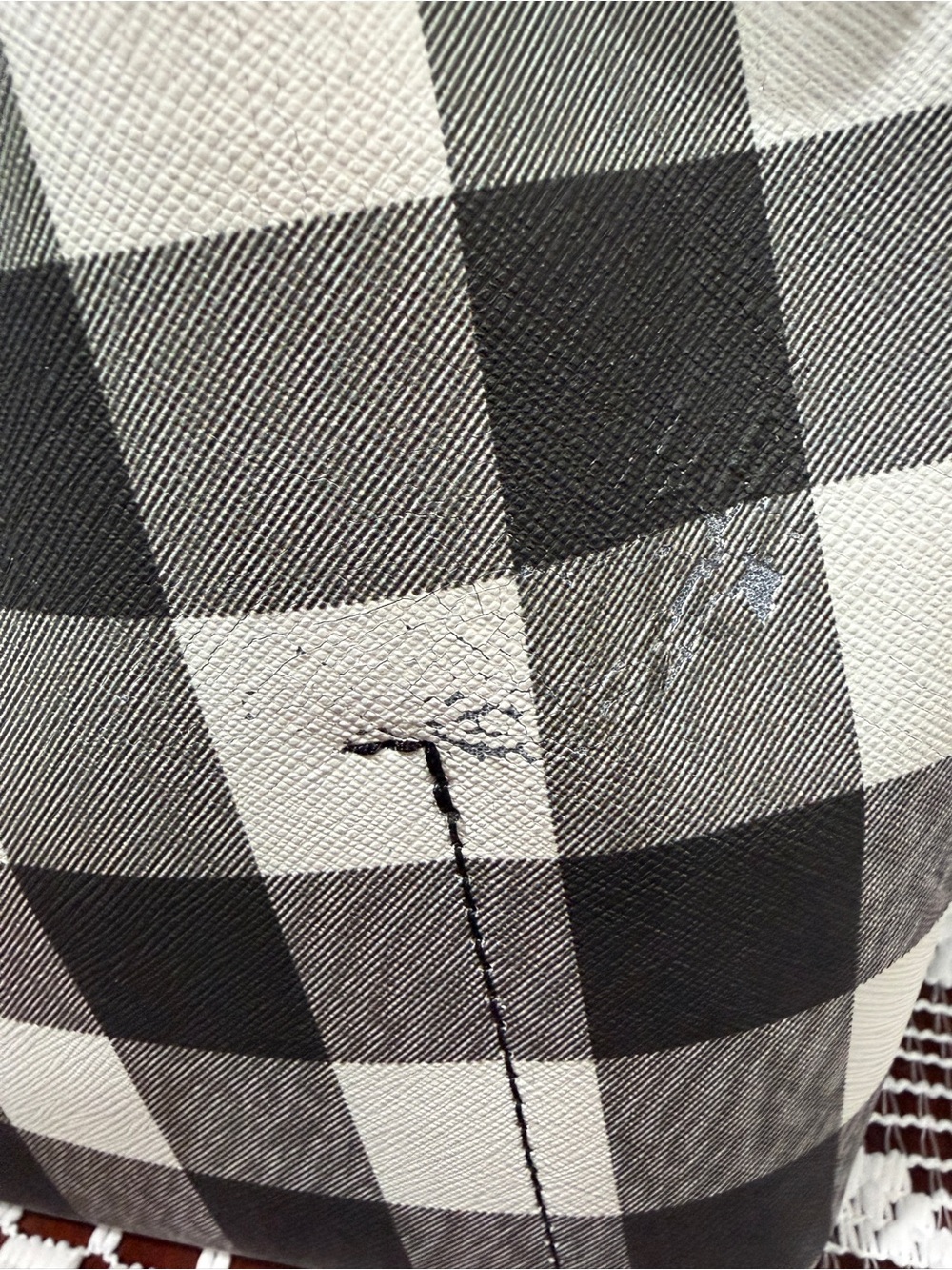 Michael Kors Black & White Gingham Drawstring Bucket Bag - Picture 9 of 16